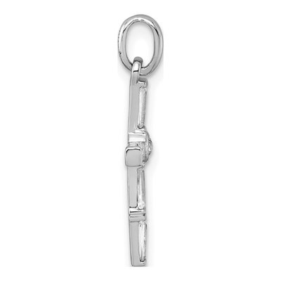 Sterling Silver CZ Baguette Cross Pendant – view 3