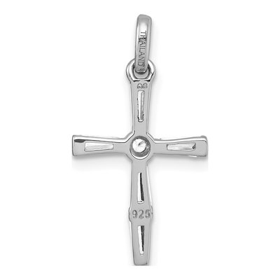 Sterling Silver CZ Baguette Cross Pendant – view 4
