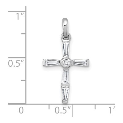 Sterling Silver CZ Baguette Cross Pendant – view 5
