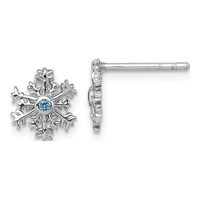 Sterling Silver CZ Snowflake Stud Earrings