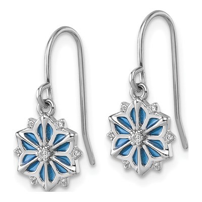 Sterling Silver CZ Enamel Snowflake Dangle Earrings – view 3