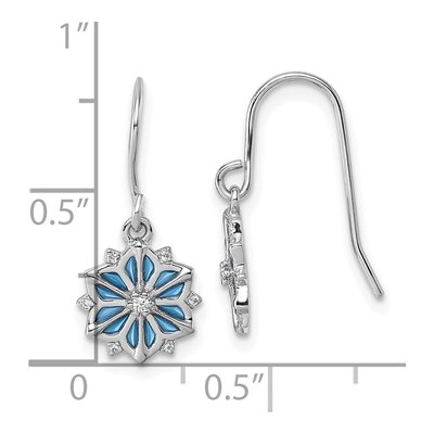 Sterling Silver CZ Enamel Snowflake Dangle Earrings – view 4