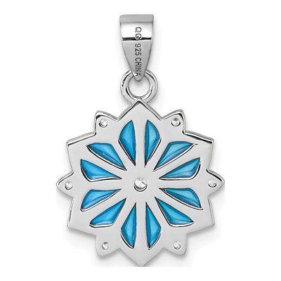 Sterling Silver CZ Enamel Snowflake Pendant – view 4