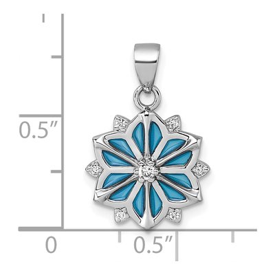 Sterling Silver CZ Enamel Snowflake Pendant – view 5