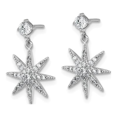 Sterling Silver CZ Star Dangle Earrings – view 3