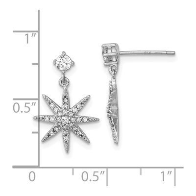 Sterling Silver CZ Star Dangle Earrings – view 4