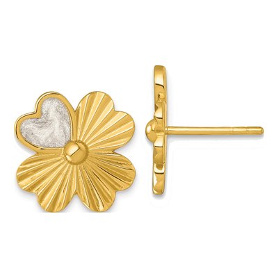 Gold-Plated Sterling Silver 4-Leaf Clover Stud Earrings