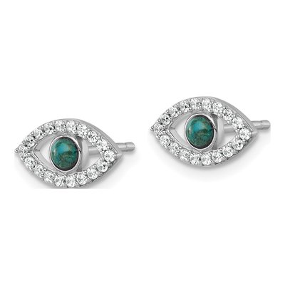 Sterling Silver CZ Evil Eye Stud Earrings – view 3