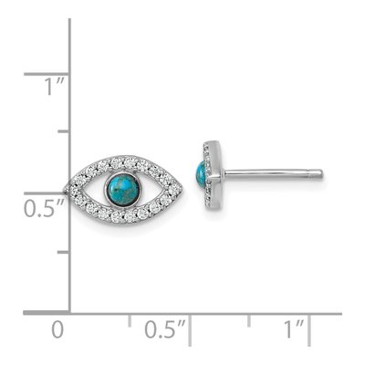 Sterling Silver CZ Evil Eye Stud Earrings – view 4