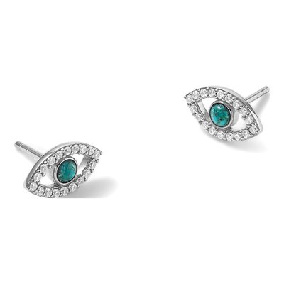 Sterling Silver CZ Evil Eye Stud Earrings – view 5