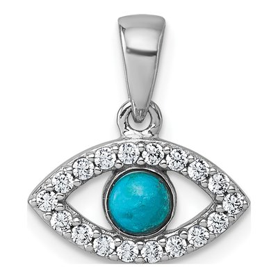 Sterling Silver CZ Evil Eye Pendant
