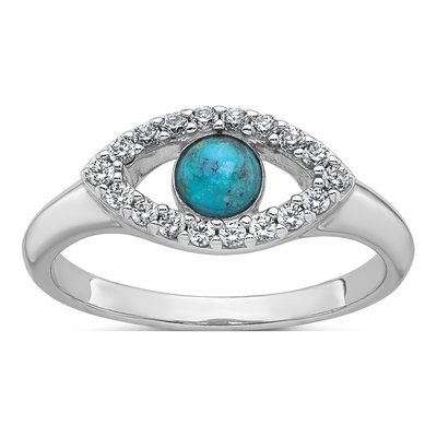 Sterling Silver CZ Evil Eye Ring