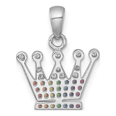 Sterling Silver Crystal Rainbow Crown Pendant – view 4