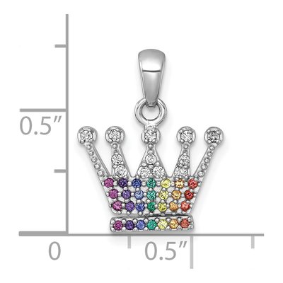 Sterling Silver Crystal Rainbow Crown Pendant – view 5