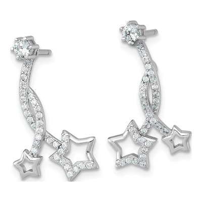 Sterling Silver CZ Shooting Stars Jacket Dangle Earrings – view 3