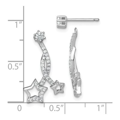 Sterling Silver CZ Shooting Stars Jacket Dangle Earrings – view 4