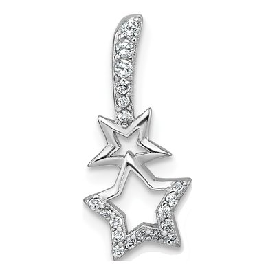 Sterling Silver CZ Shooting Stars Slide Pendant