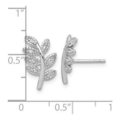 Sterling Silver CZ Leaf Stud Earrings – view 4