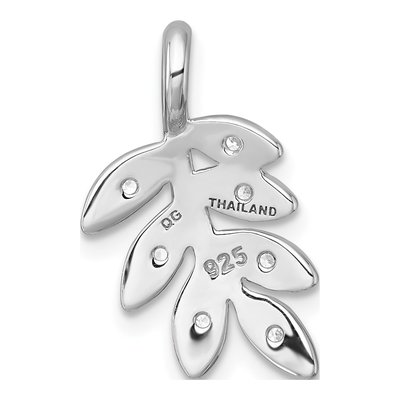 Sterling Silver CZ Leaf Slide Pendant – view 4