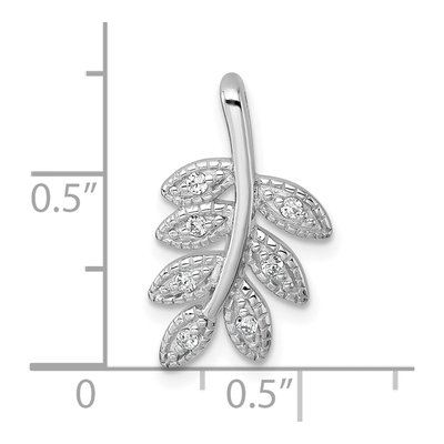 Sterling Silver CZ Leaf Slide Pendant – view 5