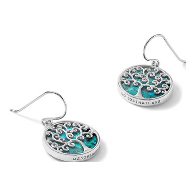 Sterling Silver Reconstructed Turquoise Tree of Life Dangle Earrings – view 5