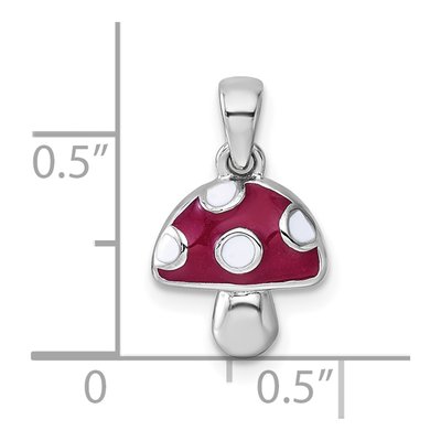 Sterling Silver Red Enamel Mushroom Pendant – view 5