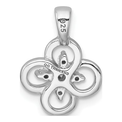 Sterling Silver CZ Flower Pendant – view 4