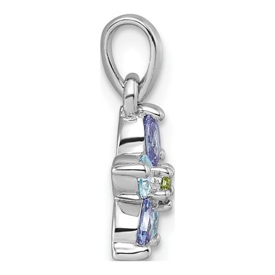 Sterling Silver CZ Multi-Color Flower Pendant – view 3