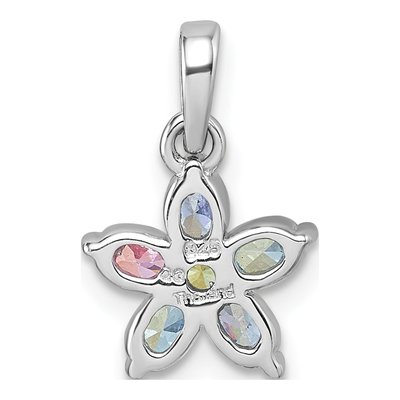 Sterling Silver CZ Multi-Color Flower Pendant – view 4