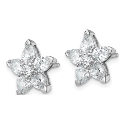 Sterling Silver CZ Flower Stud Earrings – view 3