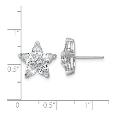 Sterling Silver CZ Flower Stud Earrings – view 4