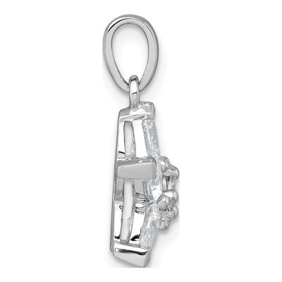 Sterling Silver CZ Flower Pendant – view 3