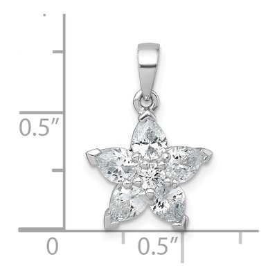 Sterling Silver CZ Flower Pendant – view 5