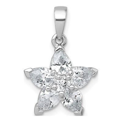 Sterling Silver CZ Flower Pendant