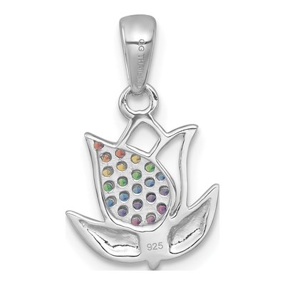 Sterling Silver Crystal Rainbow Tulip Pendant – view 4