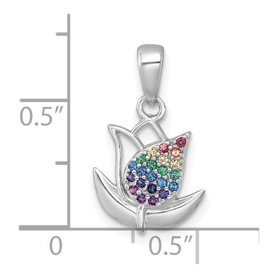 Sterling Silver Crystal Rainbow Tulip Pendant – view 5