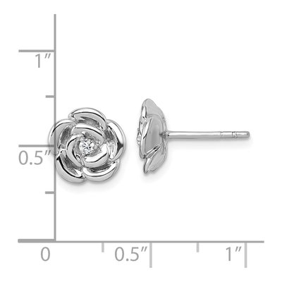 Sterling Silver CZ Flower Stud Earrings – view 4