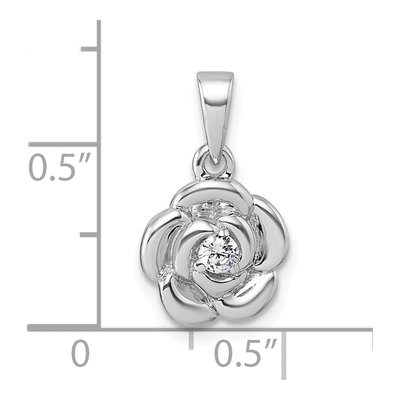 Sterling Silver CZ Flower Pendant – view 5