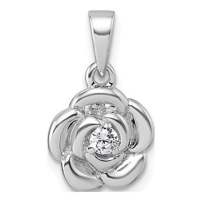 Sterling Silver CZ Flower Pendant
