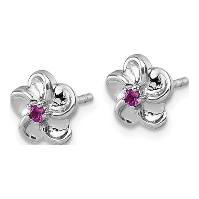 Sterling Silver CZ Flower Stud Earrings – view 3