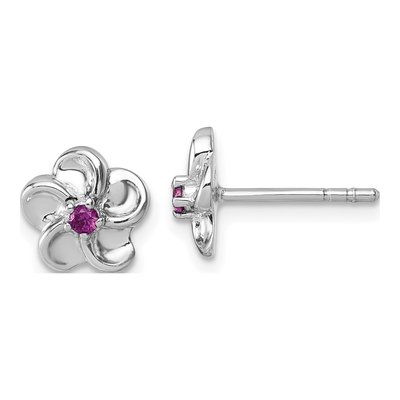 Sterling Silver CZ Flower Stud Earrings