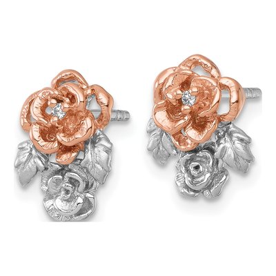 Sterling Silver CZ Flowers Stud Earrings – view 3