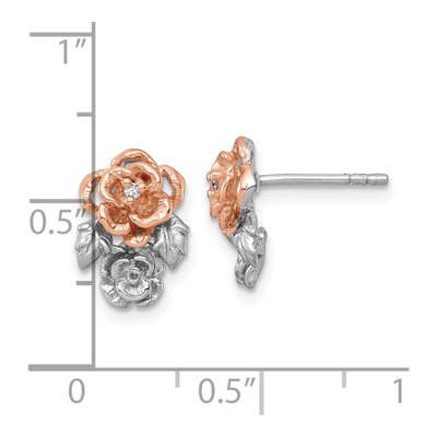 Sterling Silver CZ Flowers Stud Earrings – view 4