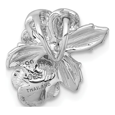 Sterling Silver CZ Flower Slide Pendant – view 4
