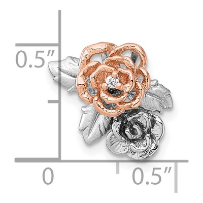 Sterling Silver CZ Flower Slide Pendant – view 5