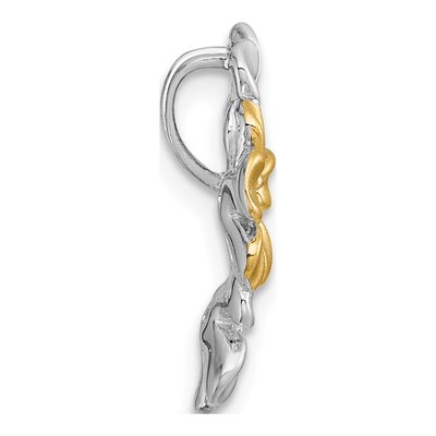 Sterling Silver CZ Three Flowers Slide Pendant – view 3
