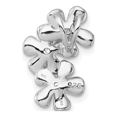 Sterling Silver CZ Three Flowers Slide Pendant – view 4