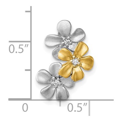 Sterling Silver CZ Three Flowers Slide Pendant – view 5