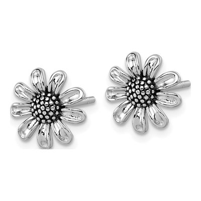 Sterling Silver Sunflower Stud Earrings – view 3