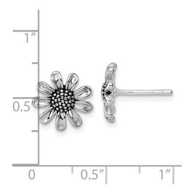 Sterling Silver Sunflower Stud Earrings – view 4